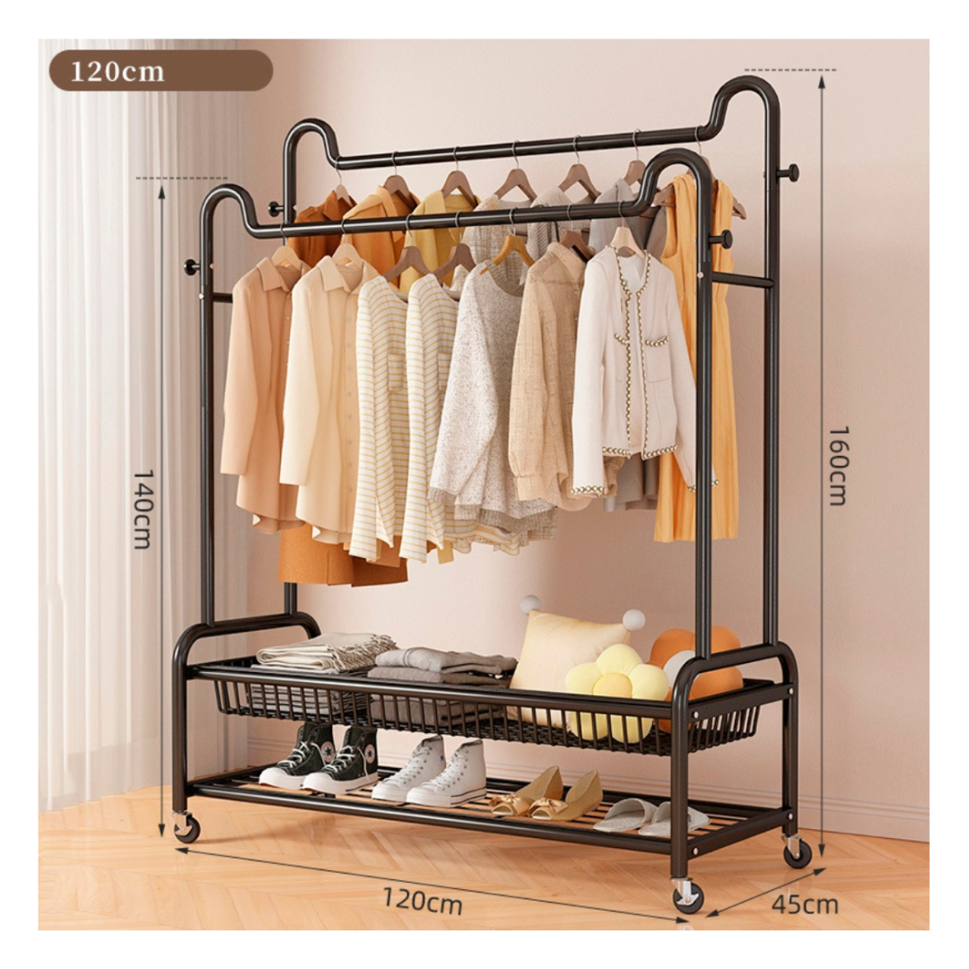 Perchero Organizador Colgante De Ropa Doble Con Ruedas 120cm-4