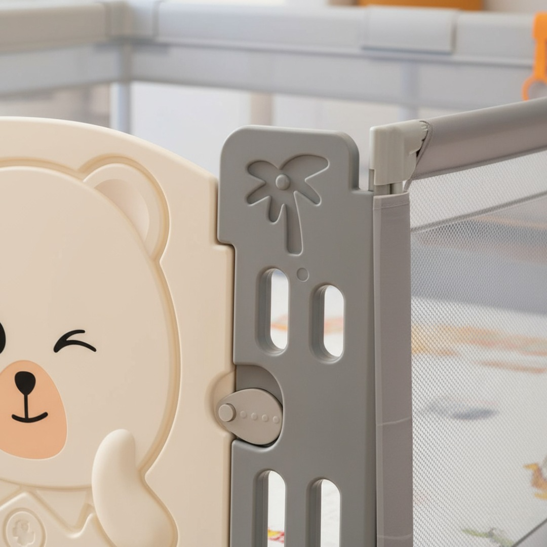 Corral Infantil Puerta Osito Malla Con Pelotas 180x200cm Oso-4