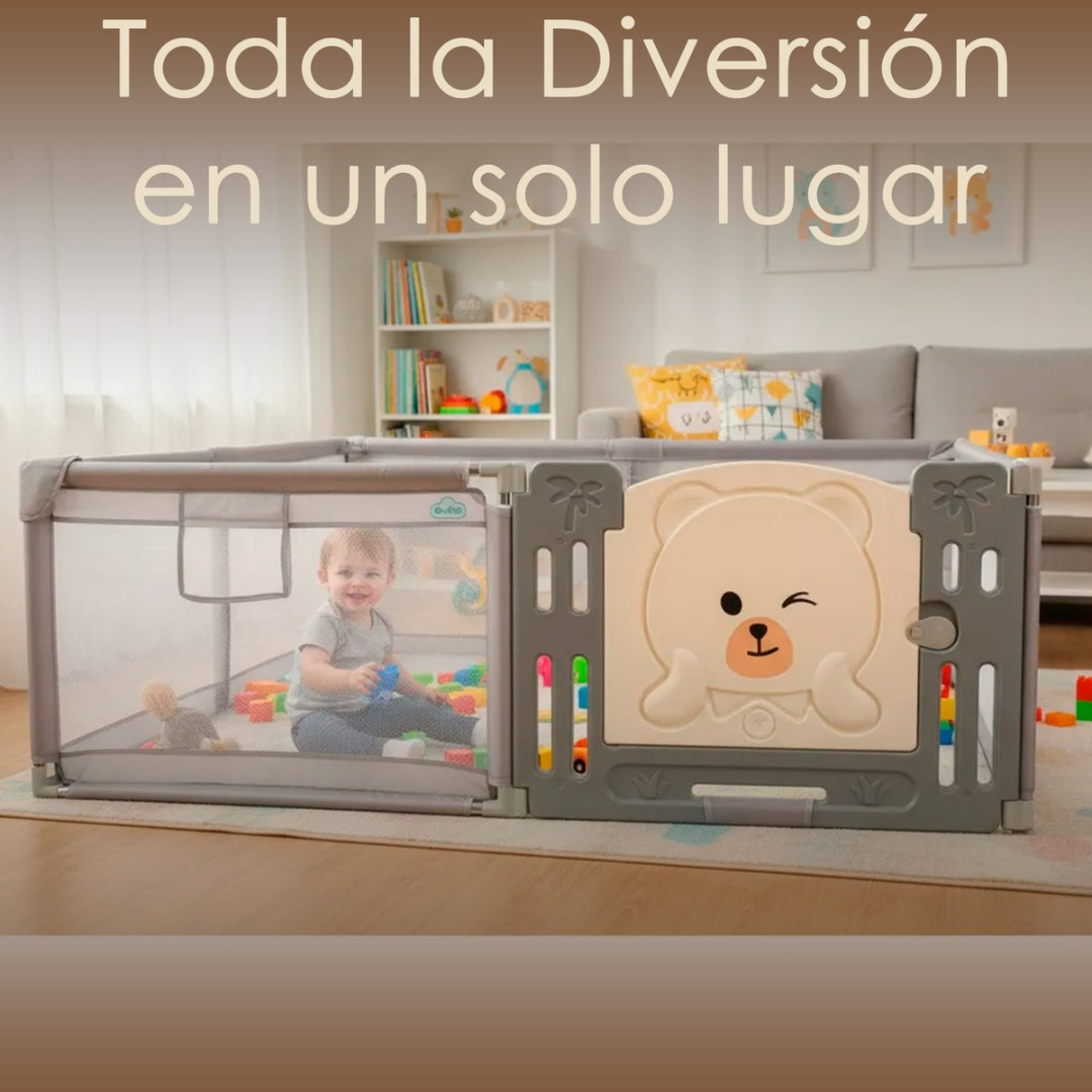 Corral Infantil Puerta Osito Malla Con Pelotas 180x200cm Oso-7