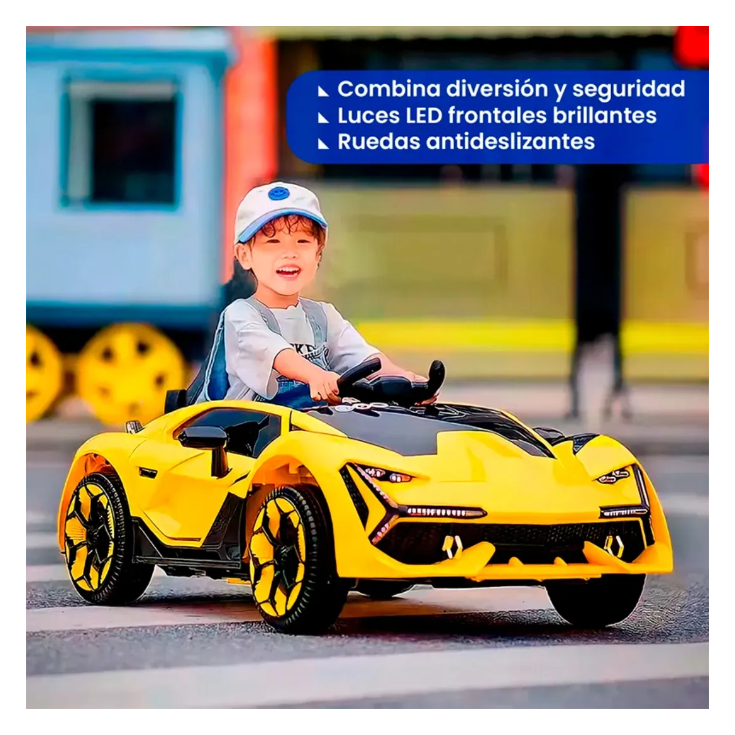 Auto Electrico Niños Lamborghini Lux Bateria Alta Duracion Amarillo-2