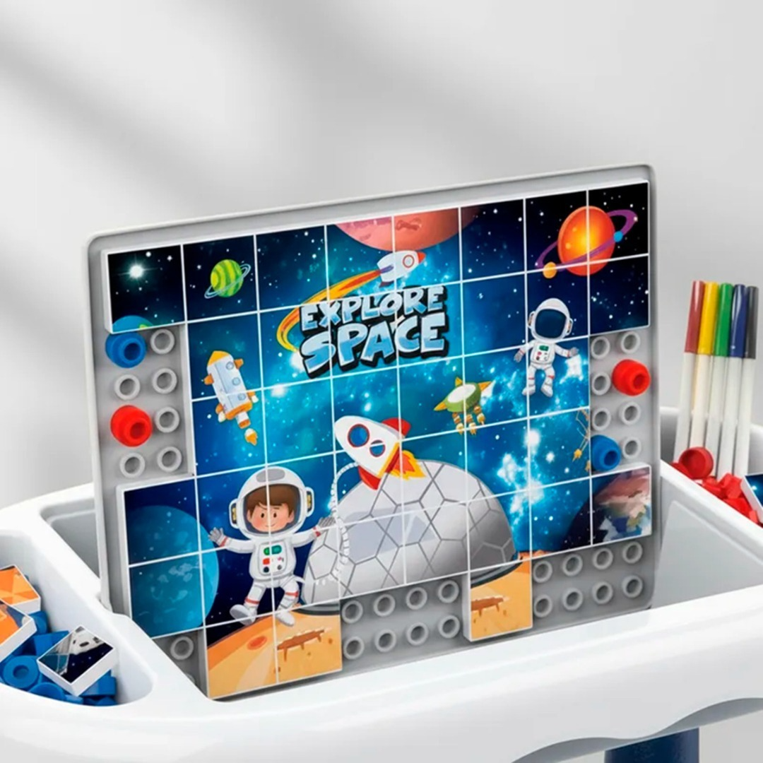 Mesa Y Silla Didactica 6 En 1 Puzzle Pizarra Dibujos 160pcs-7