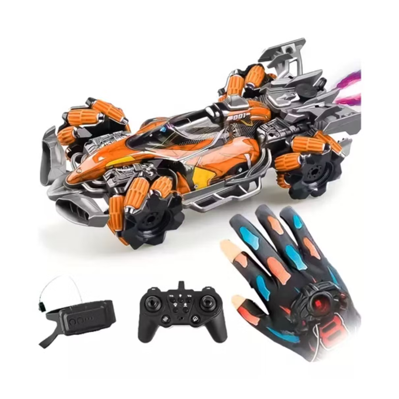 Auto F1 Con Control Gesto Guante 4x4 Lanza Humo Luz Led Naranja-0