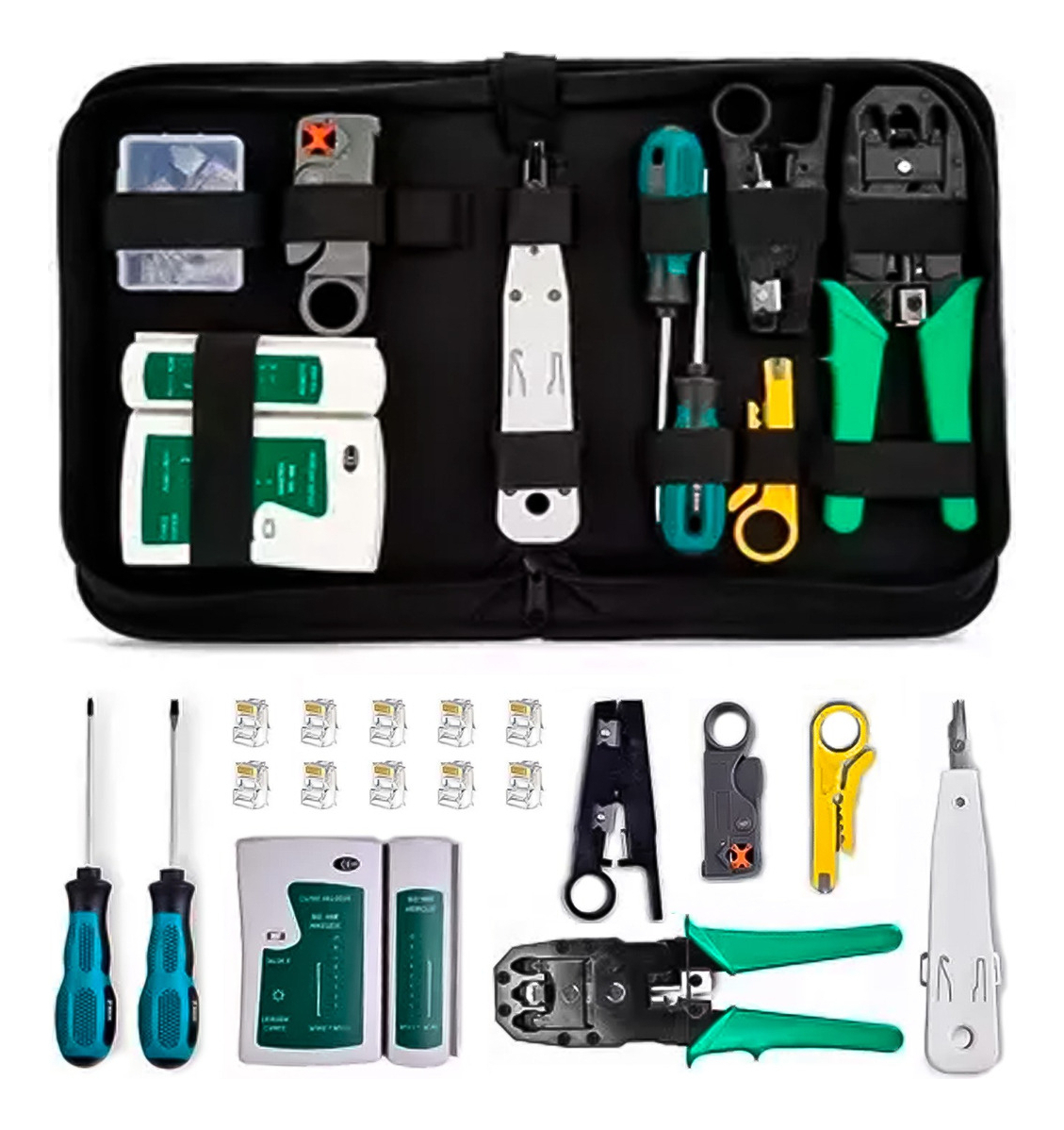 Kit Herramientas Cableado Tester Rj45 Utp Lan Crimpeadora -0