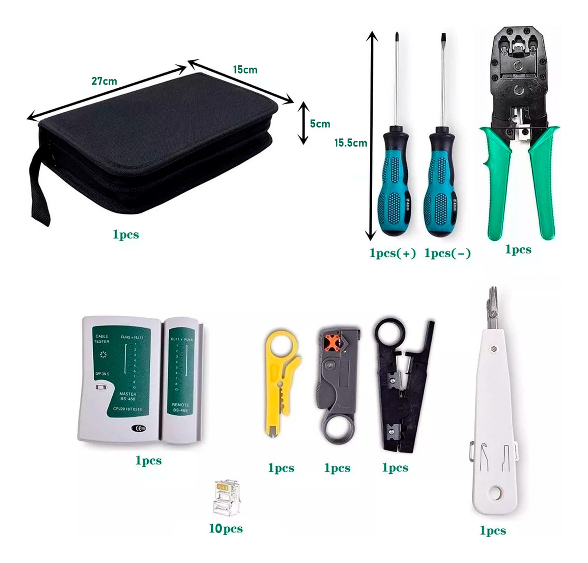 Kit Herramientas Cableado Tester Rj45 Utp Lan Crimpeadora -1