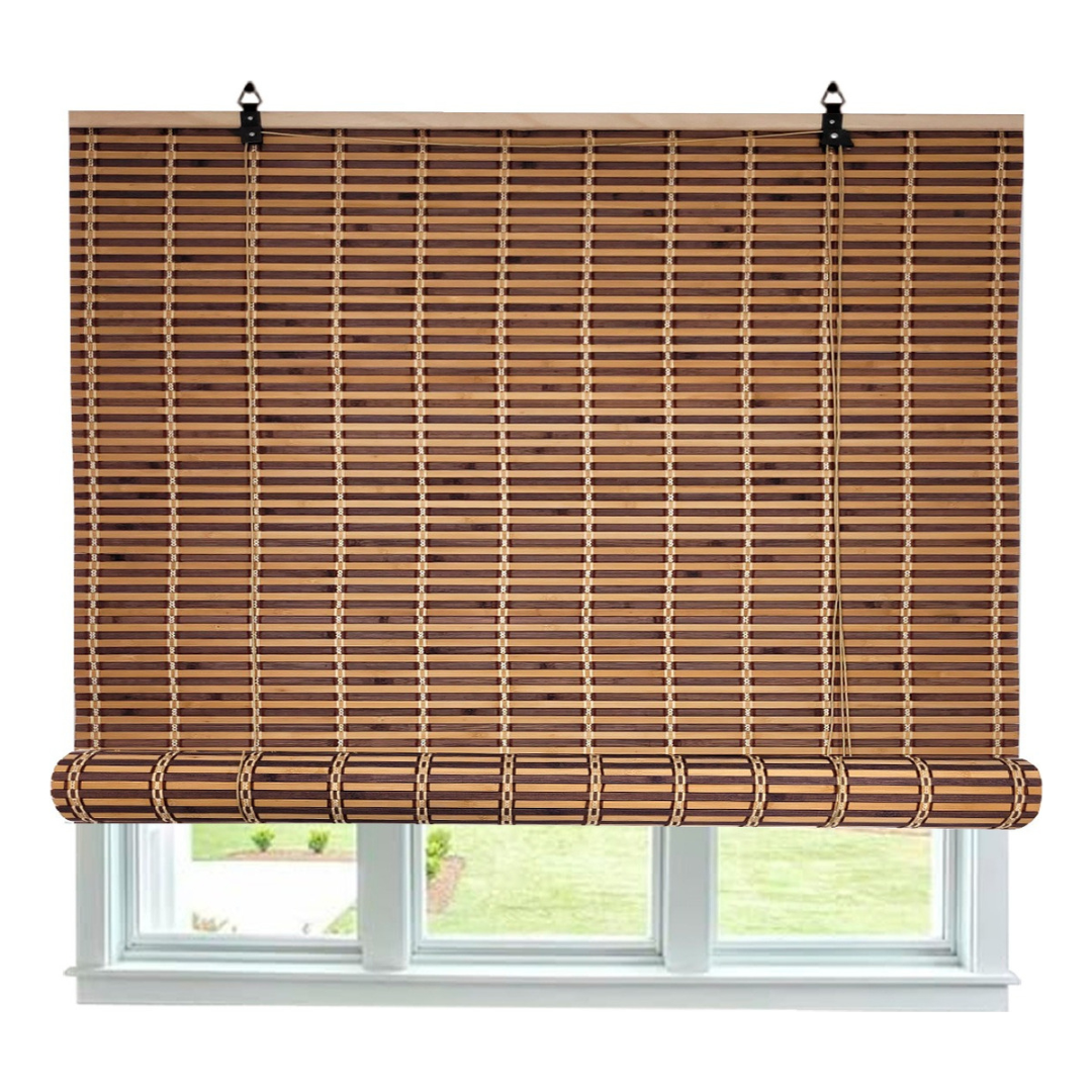 Cortina Bambú Persiana Bicolor 120x150 Roller Con Diseños-3