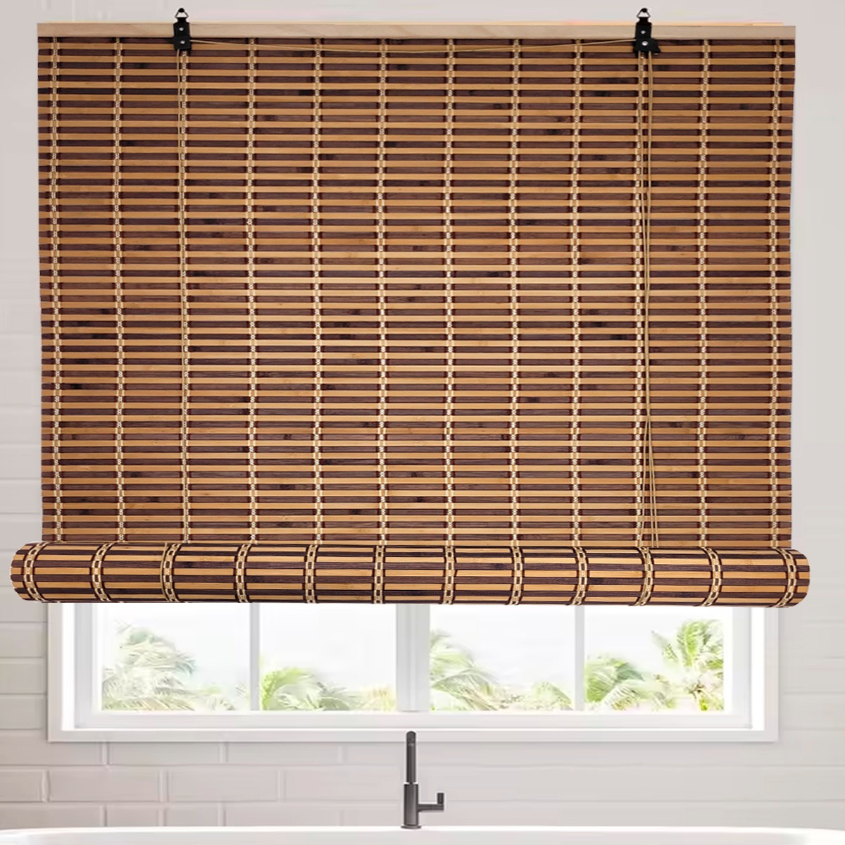 Cortina Bambú Persiana Bicolor 120x150 Roller Con Diseños-6
