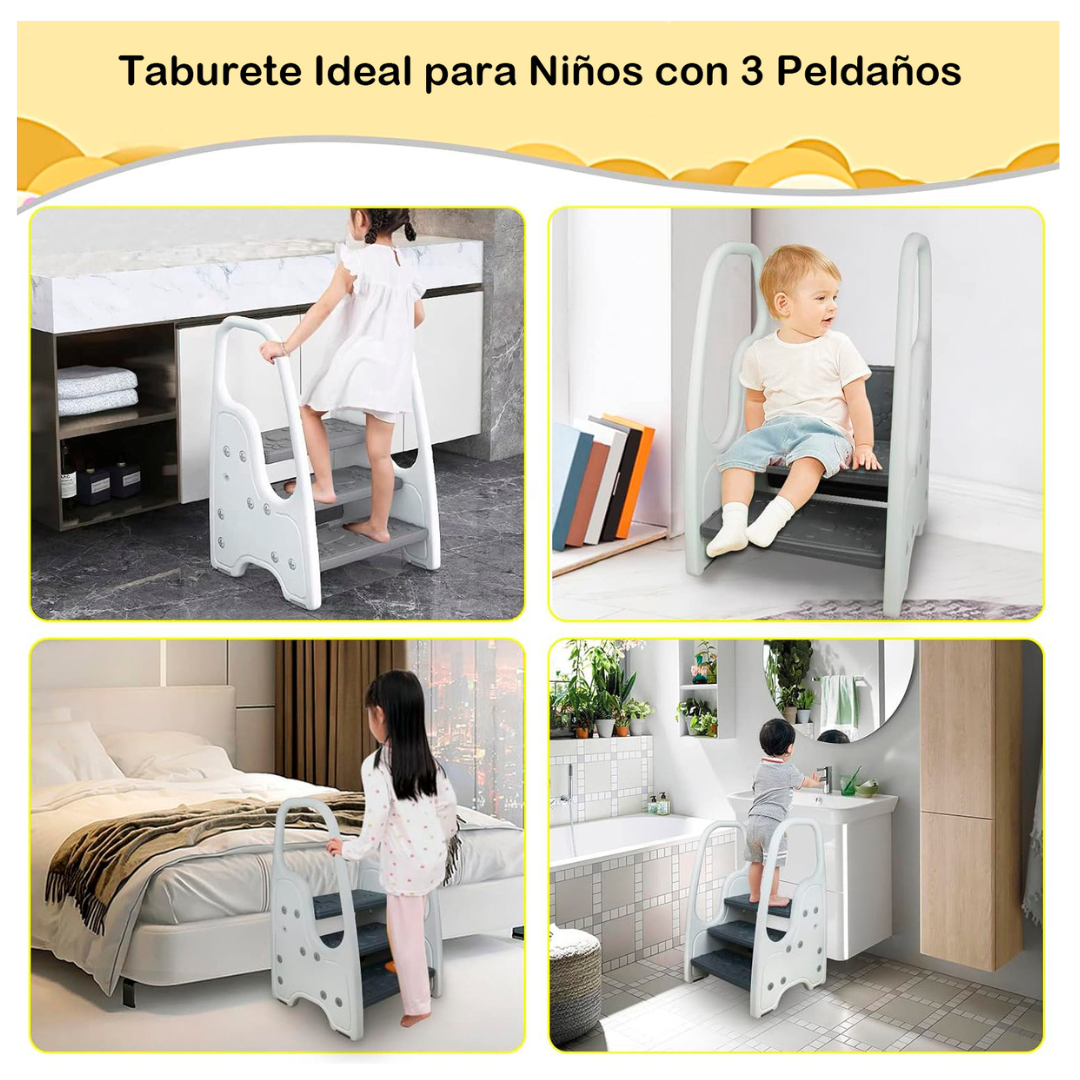 Taburete Escalera Niños Baño Cocina Infantil De 3 Peldaños-6