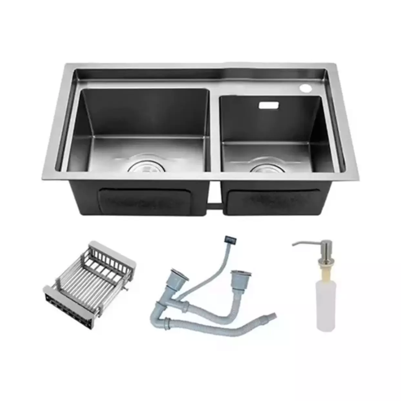 	
Lavaplatos 55x45cm De Acero Con Llave Dual Full Accesorios Plateado-1