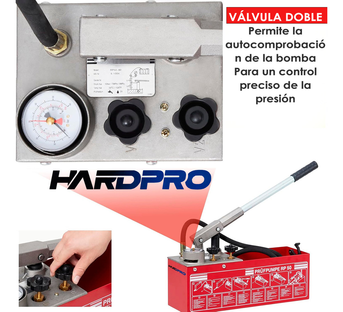 Bomba Manual Prueba De Presion Hidraulica 0-60bar 860psi 6mp-4
