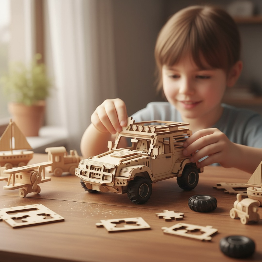 Auto Puzzle Jeep 3d Madera Armable 125pcs Didactico 20 Cm.-4