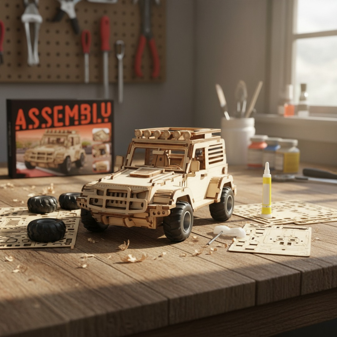 Auto Puzzle Jeep 3d Madera Armable 125pcs Didactico 20 Cm.-5