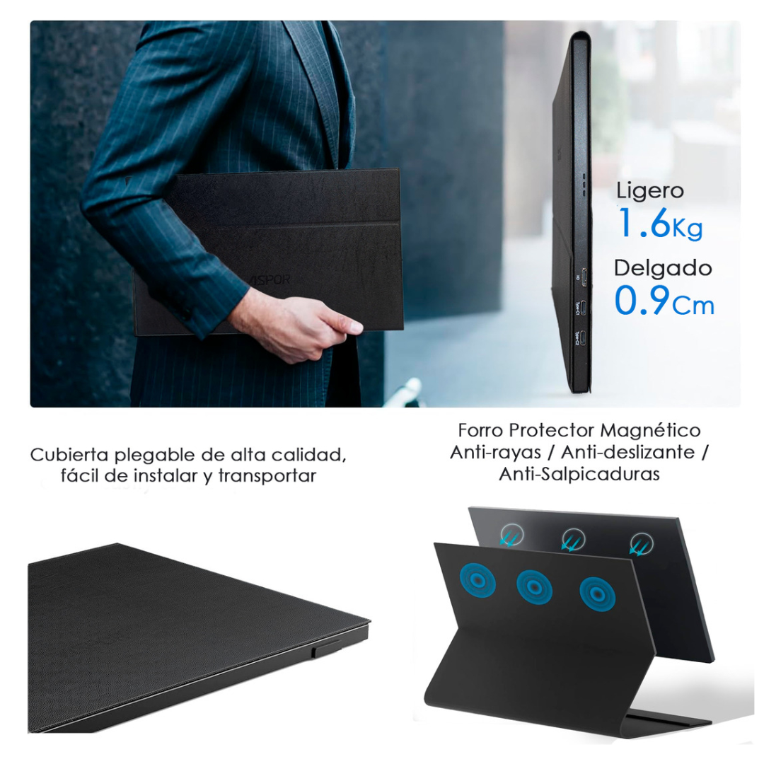 Monitor Portatil 18.5 120hz Full Hd Con Parlante Y Case-6