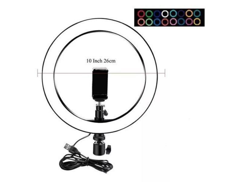 Aro De Luz Rgb Multicolor Con Control De 26cm -1