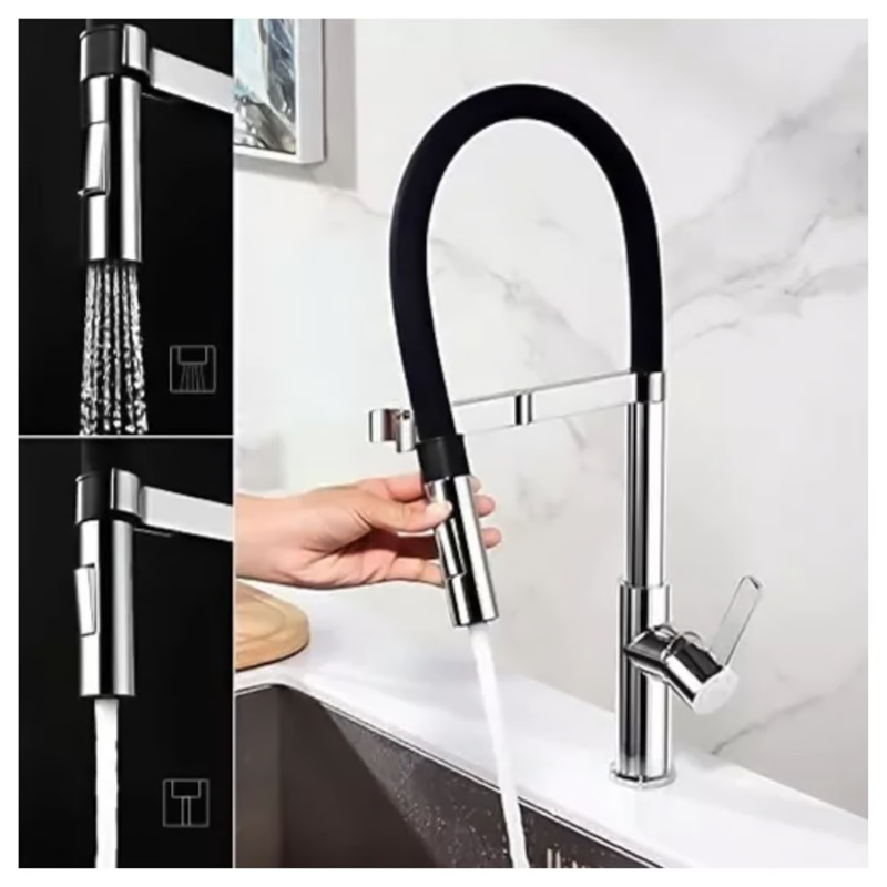 Llave Grifo Lavaplatos De Lujo Cocina Moderna Acero Cromado-1