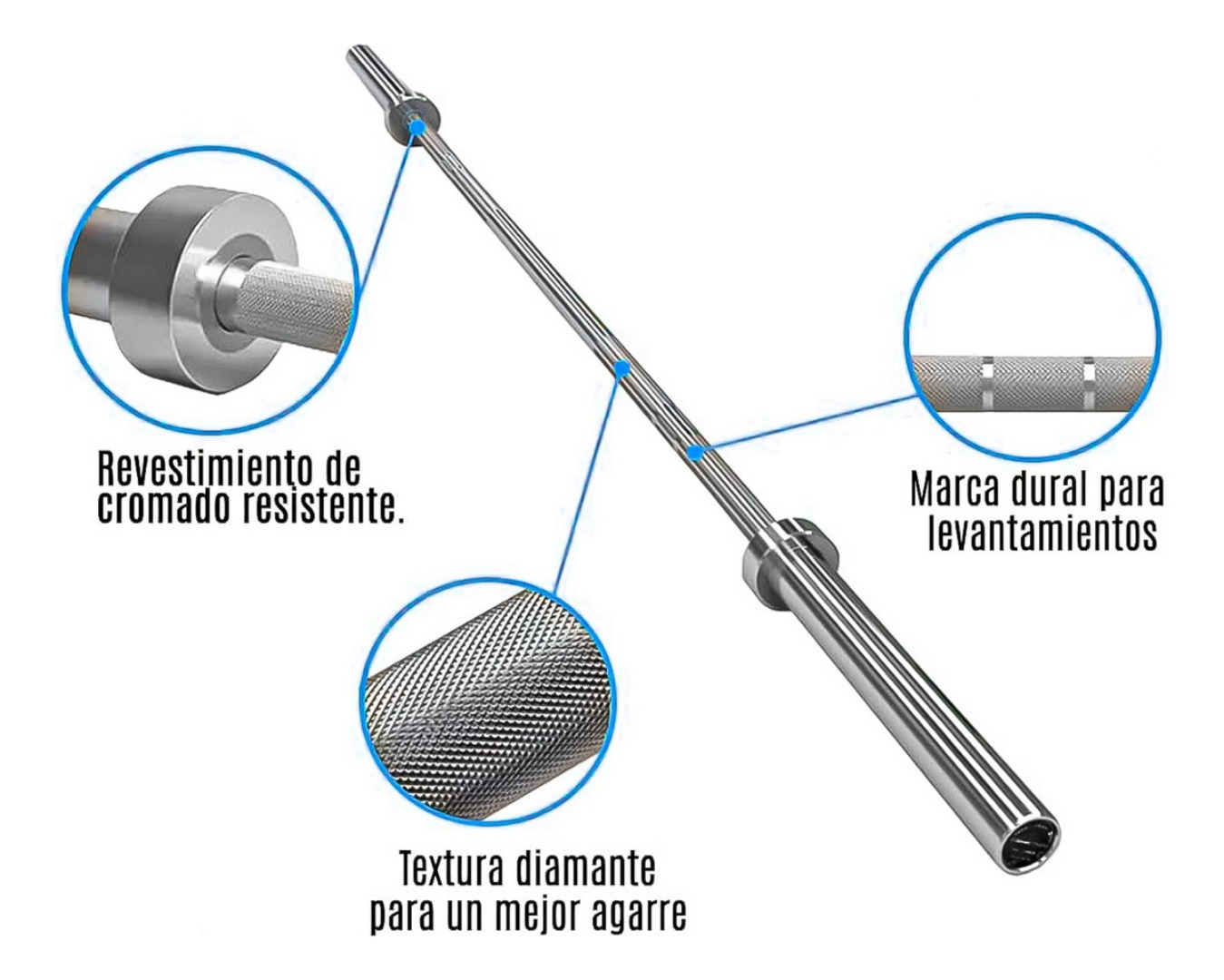 Barra Olímpica Profesional De Competición 2.20m 20kg -2