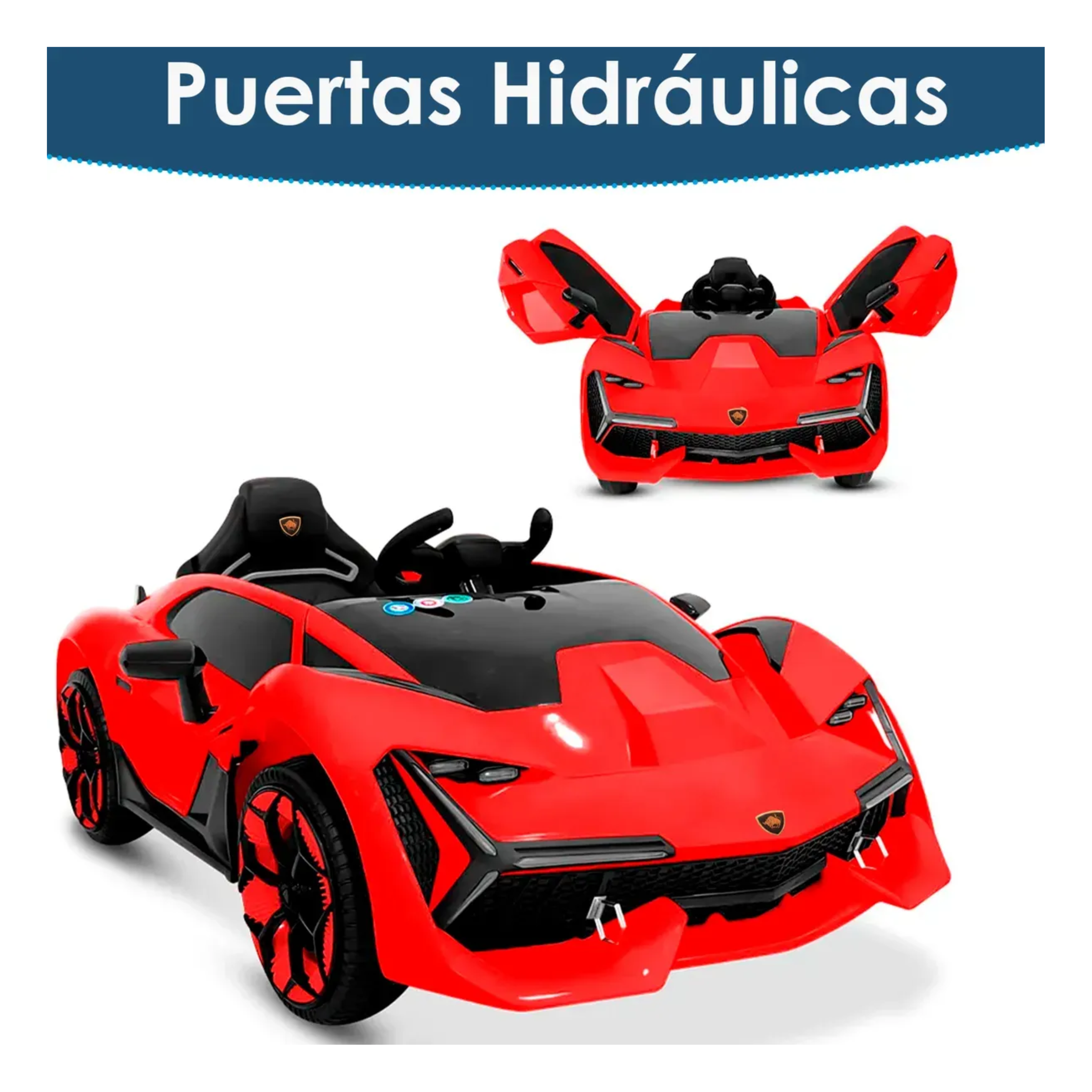 Auto Electrico Niños Lamborghini Lux Bateria Alta Duracion Rojo-7