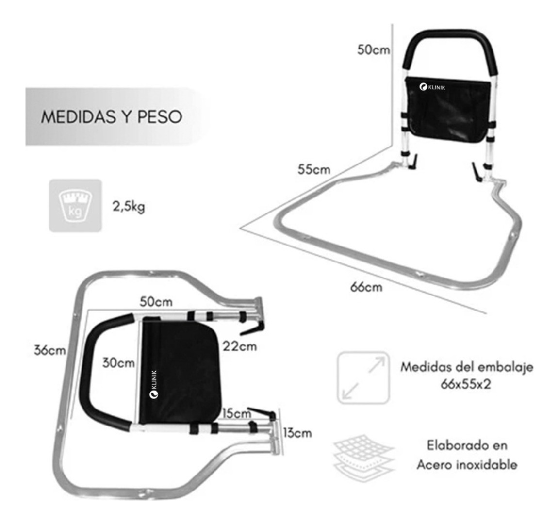 Agarradera Barra De Apoyo Para Cama Reforzada Con Bolsillo-2