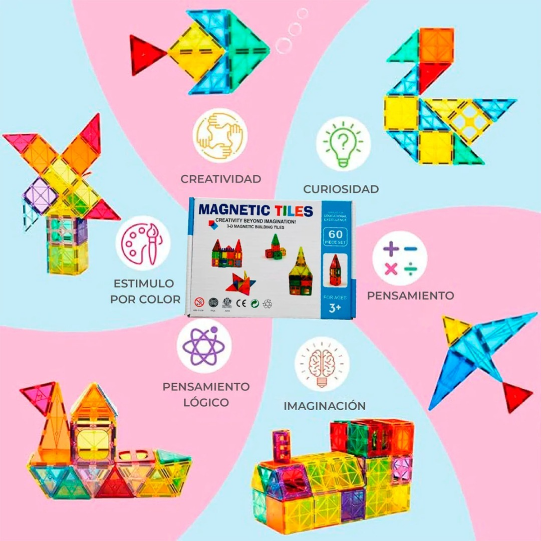 Bloques Magneticos Juego De Construccion 3-d  60 Translúcido-5