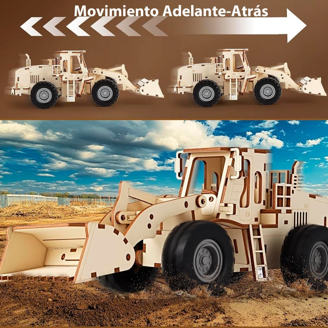 Puzzle 3d Madera Tractor Construcción Armable 106p Didáctico-5