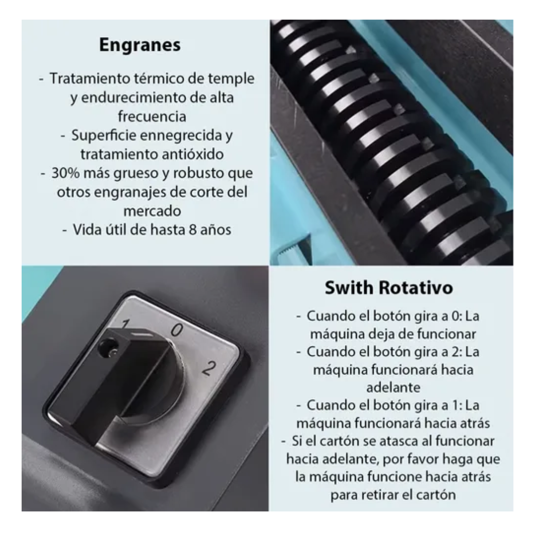 Máquina Trituradora De Cartón Para Relleno Y Embalaje 370w Turquesa-6