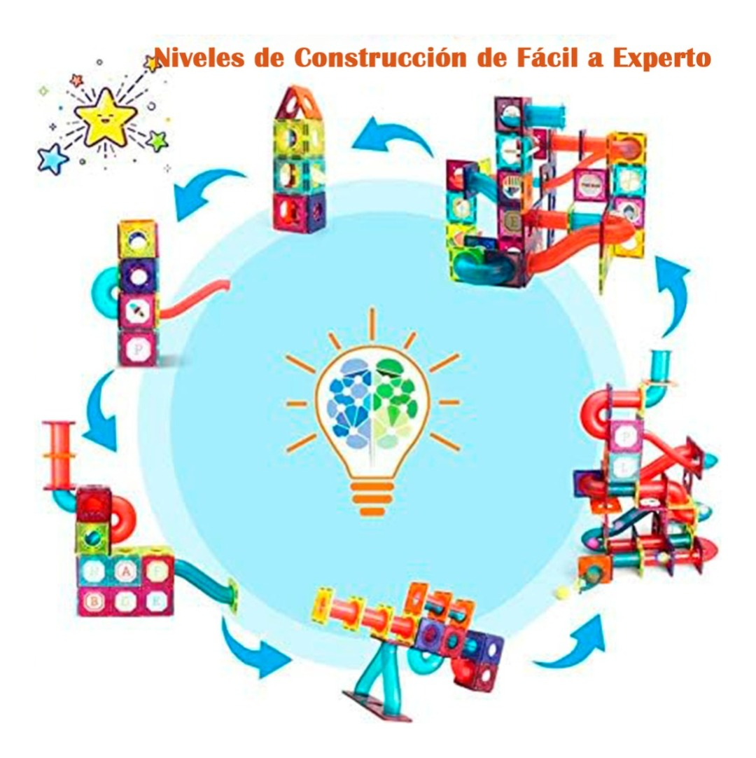 Bloques Magneticos 2en1 Tobogan De Bolas 3d Balde 188pzs-2