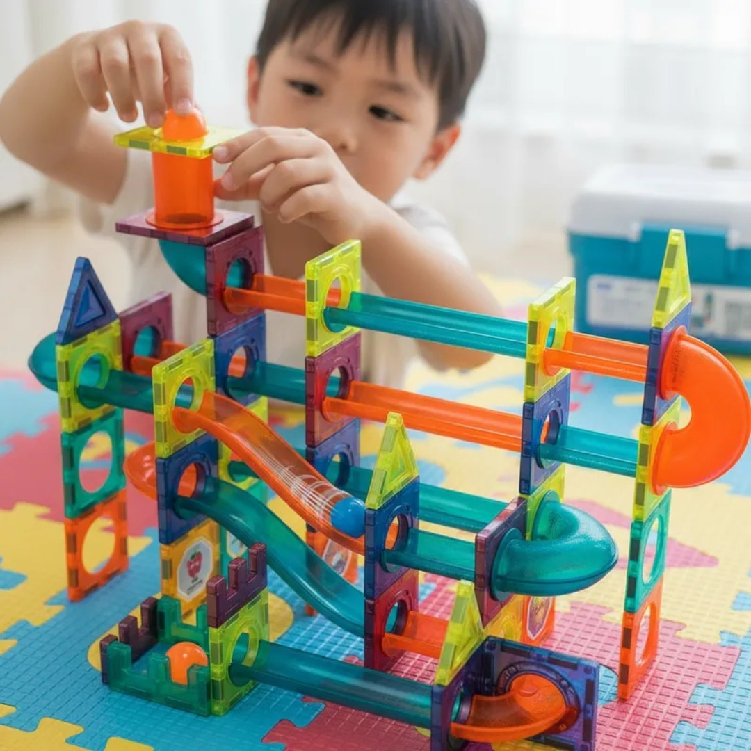 Bloques Magneticos 2en1 Tobogan De Bolas 3d Balde 188pzs-4