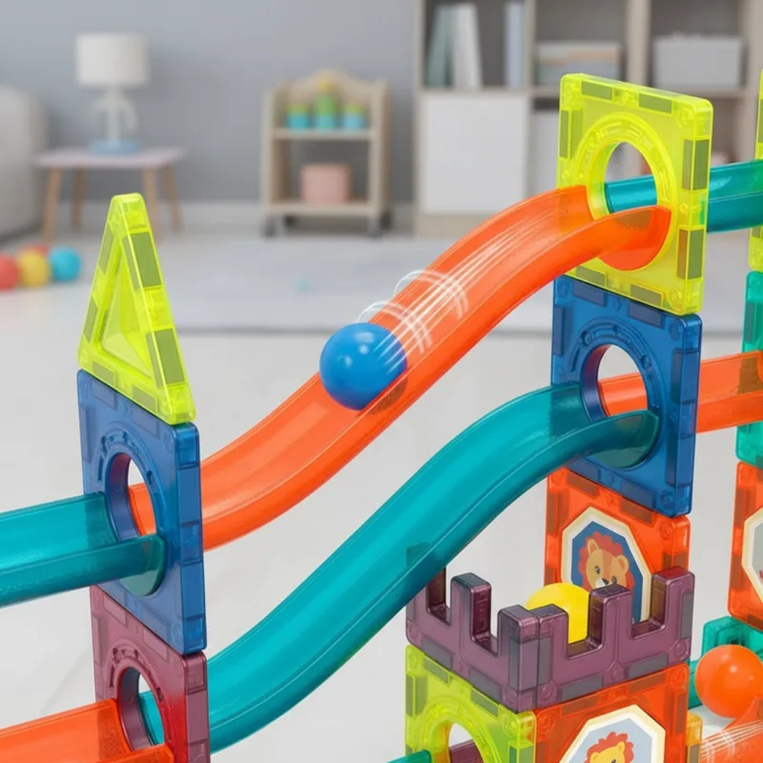 Bloques Magneticos 2en1 Tobogan De Bolas 3d Balde 188pzs-6