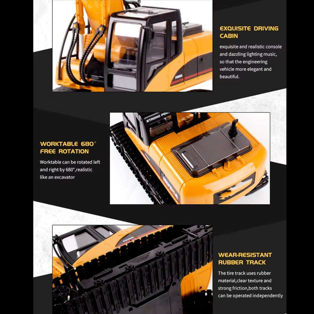 Auto A Control Excavadora Con Luces Humo Brazo Electrico 112-4