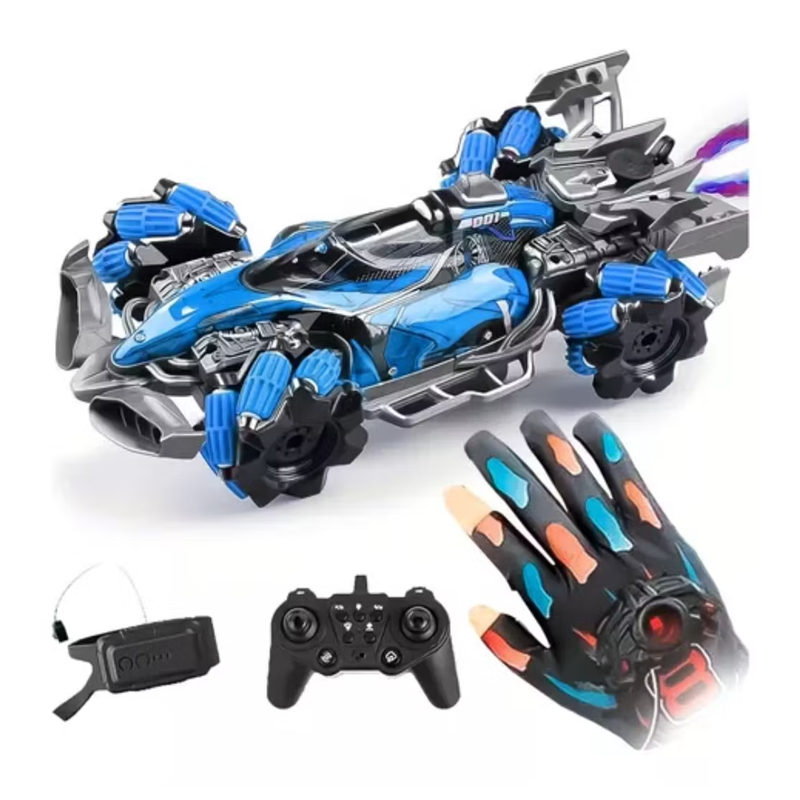 Auto F1 Con Control Gesto Guante 4x4 Lanza Humo Luz Led Azul-0