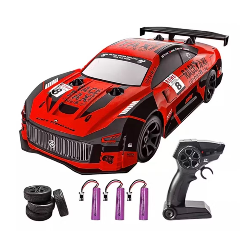 Auto Drift Control Remoto 4x4 Luces Neumaticos Repuestos Rojo-0