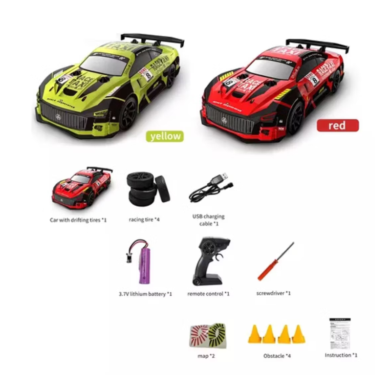 Auto Drift Control Remoto 4x4 Luces Neumaticos Repuestos Rojo-1