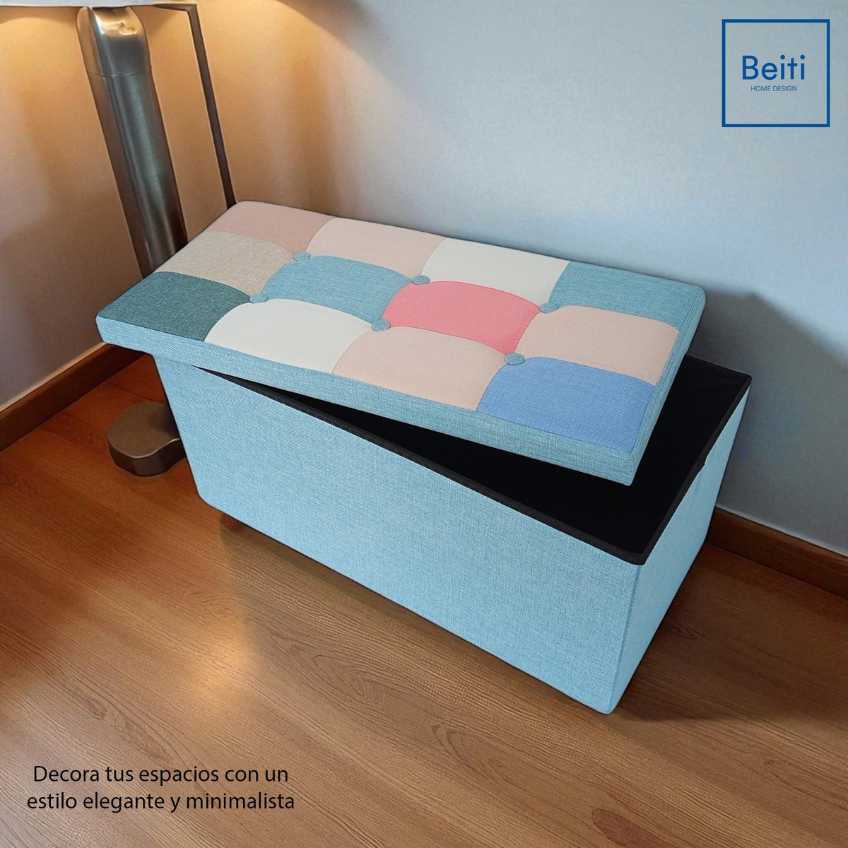 Puff Baúl Plegable Organizador 76x38 Tela Mix -3