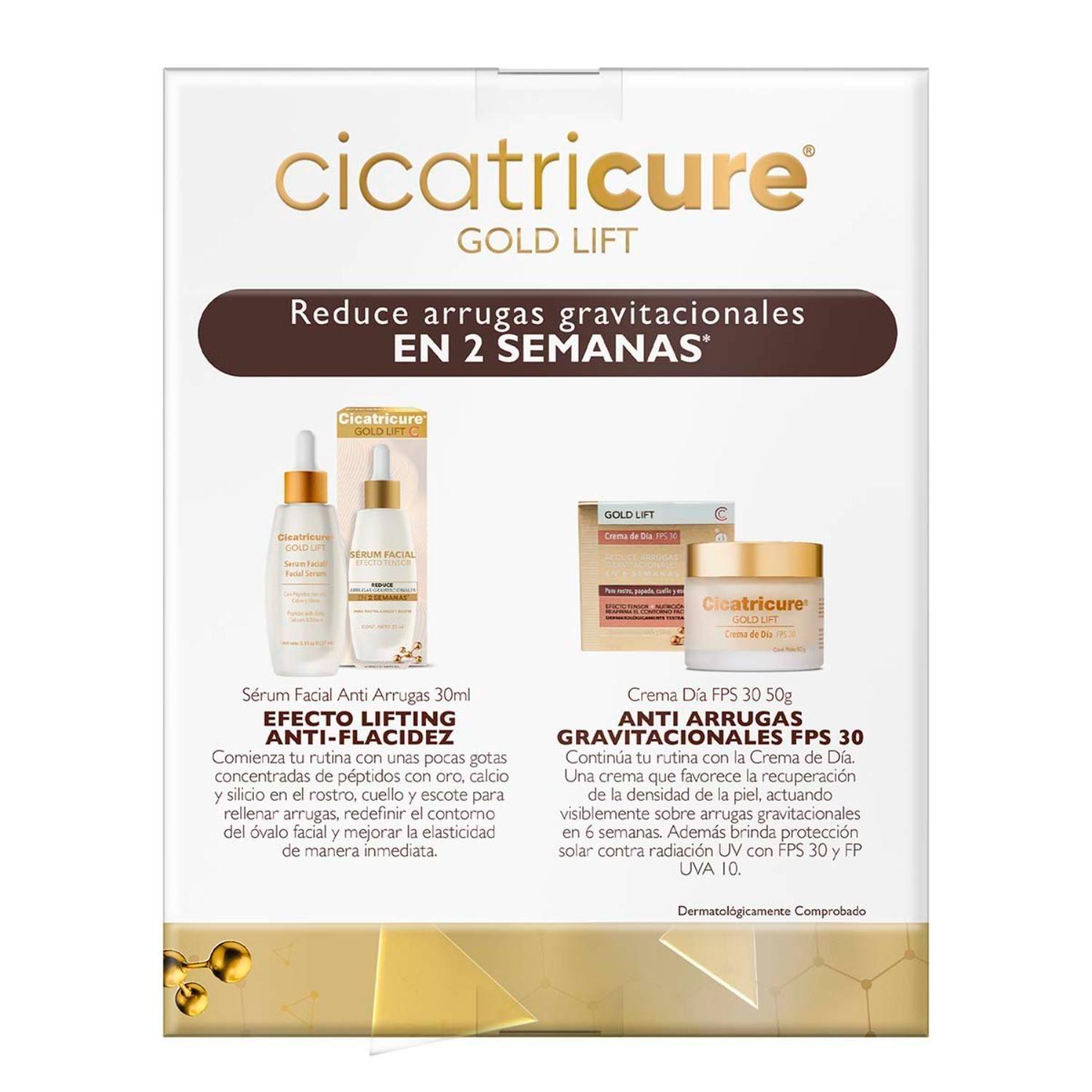 PACK CICATRICURE CREMA GOLD LIFT DE DÍA + SERUM EFECTO LIFTING-1