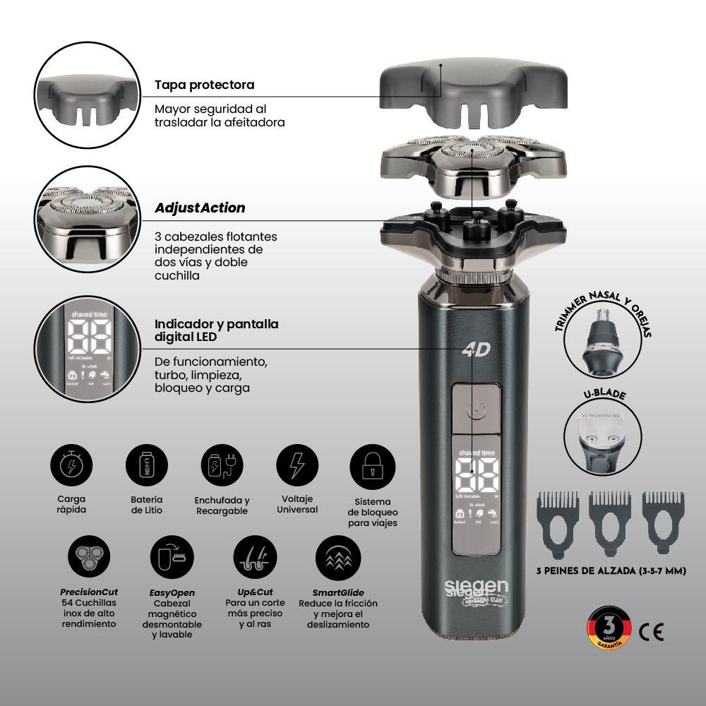 Afeitadora Trimmer SG-7225 3en1 Húmedo/Seco 4D Pantalla LED-6