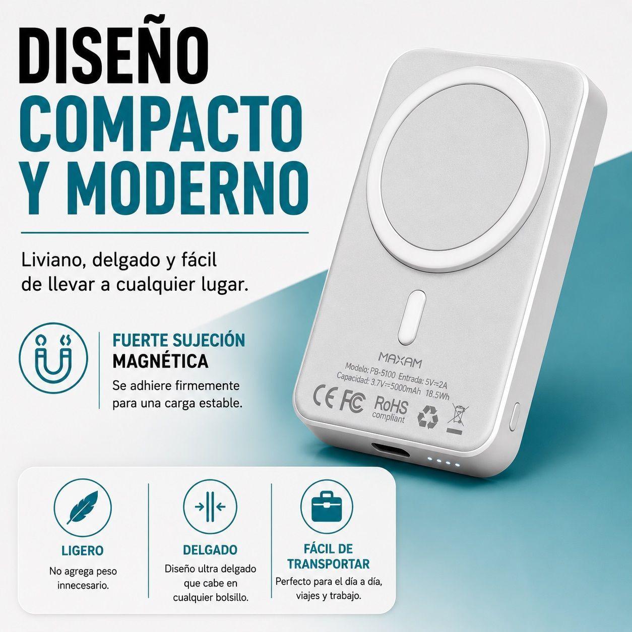MAXAM PowerBank MagSafe Potencia Inteligente Magnetica-4