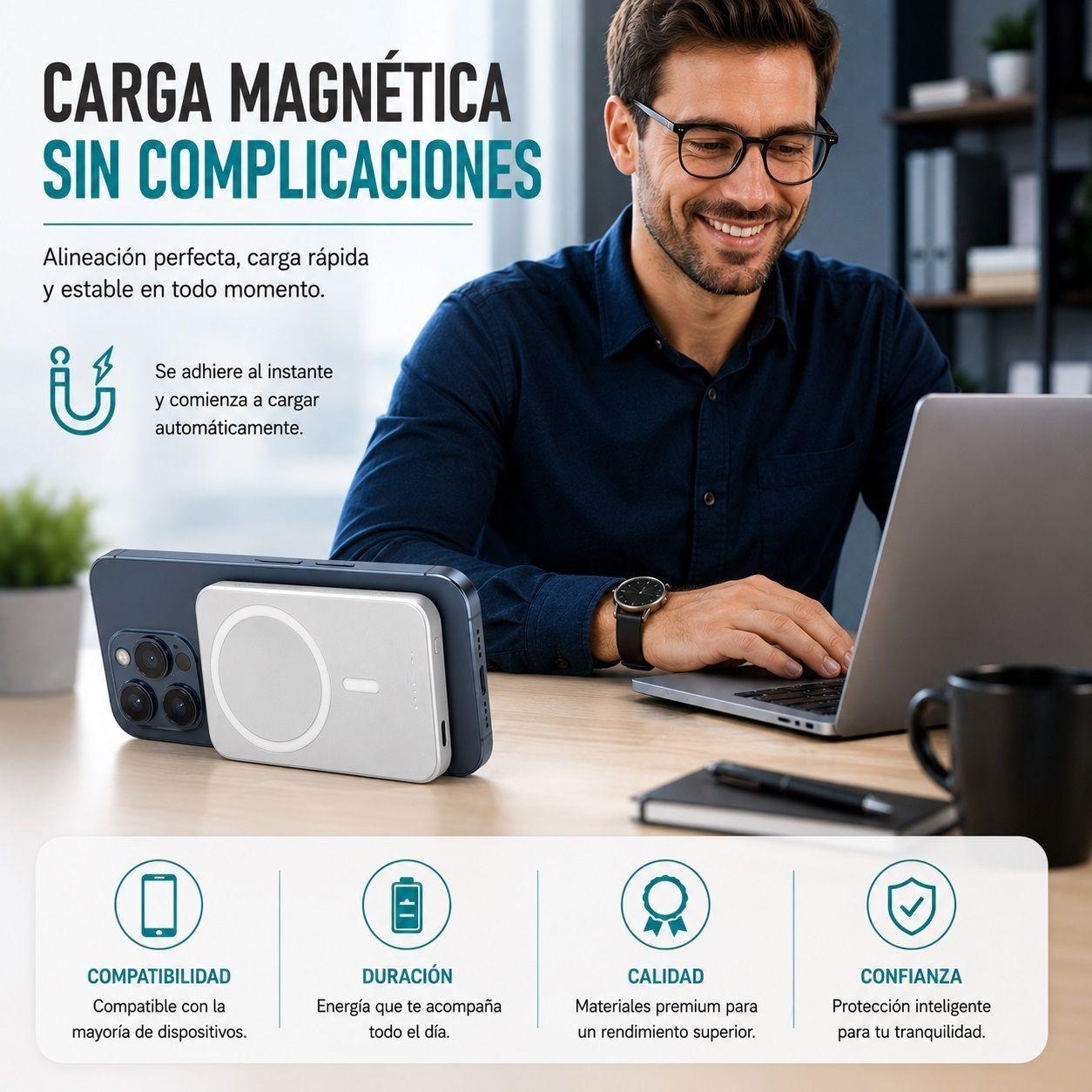 MAXAM PowerBank MagSafe Potencia Inteligente Magnetica-5