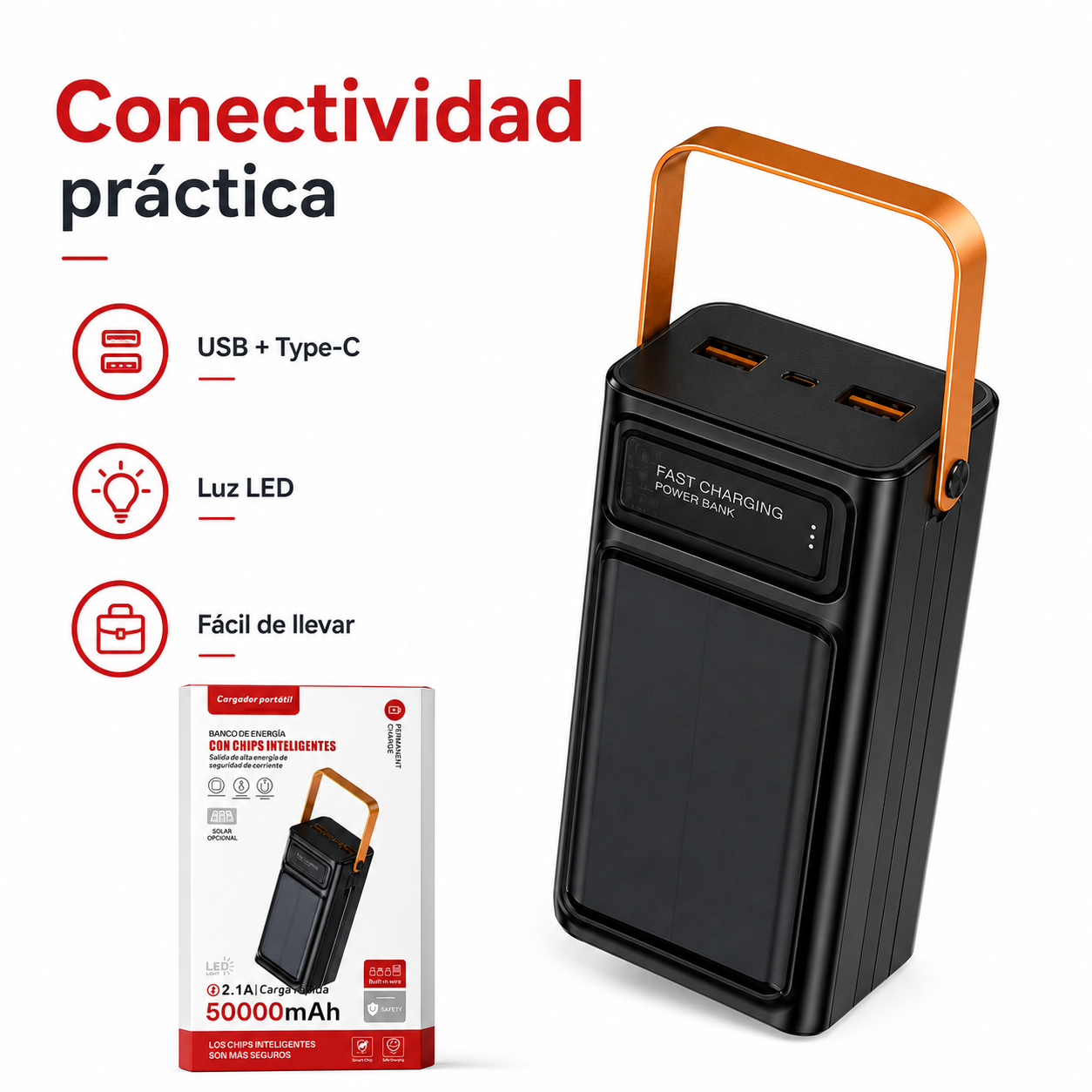 Cargador Bateria Externa 50000mah Powerbank Led Carga Solar-3