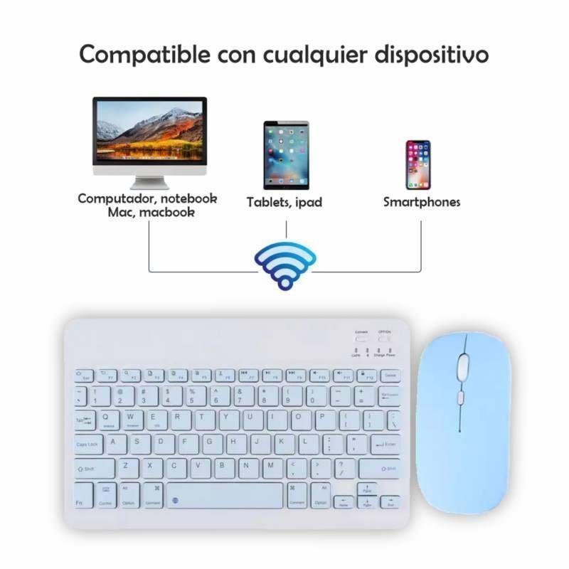Kit Teclado Mouse compatible Tablet Android Slim Celeste-3