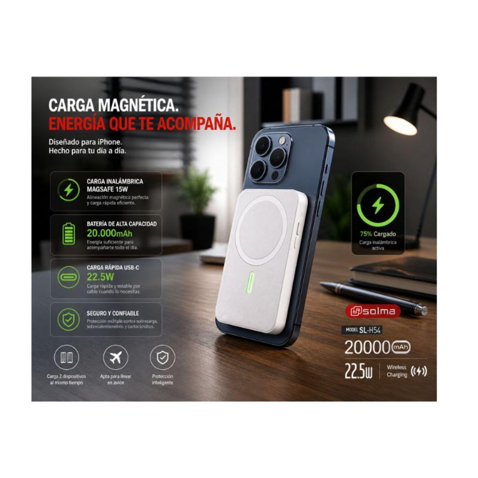 Batería Portátil Wireless 20.000mAh con Alineación Magnética Inteligente-2