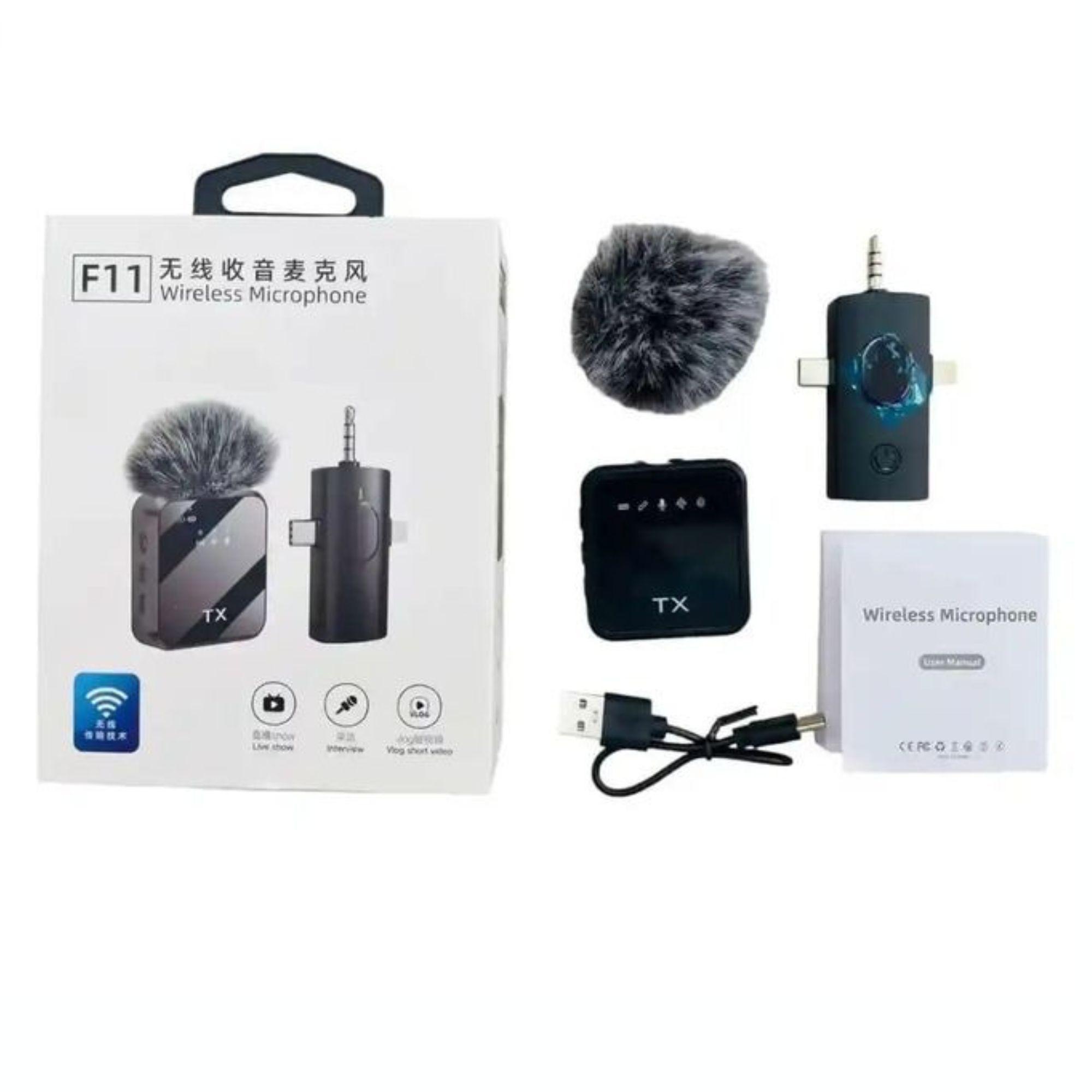Micrófono inalámbrico F11 3x1 para iPhone Android Auxiliar3.5-6