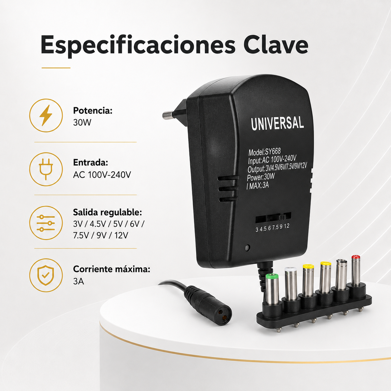 Transformador Universal 3-12V 30W + 6 Conectores-3