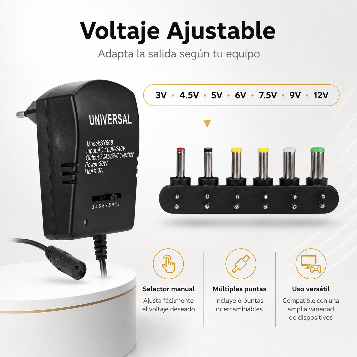 Transformador Universal 3-12V 30W + 6 Conectores-4