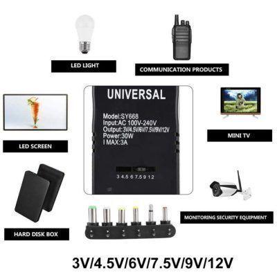 Transformador Universal 3-12V 30W + 6 Conectores-6