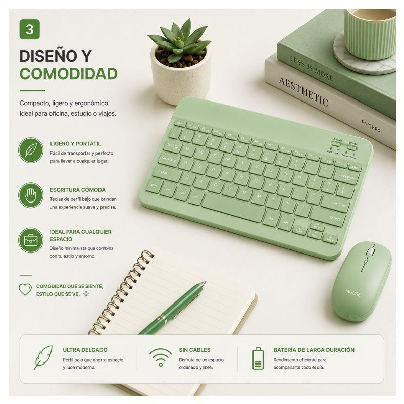 Kit Teclado Mouse compatible Tablet Android Slim Beige-2