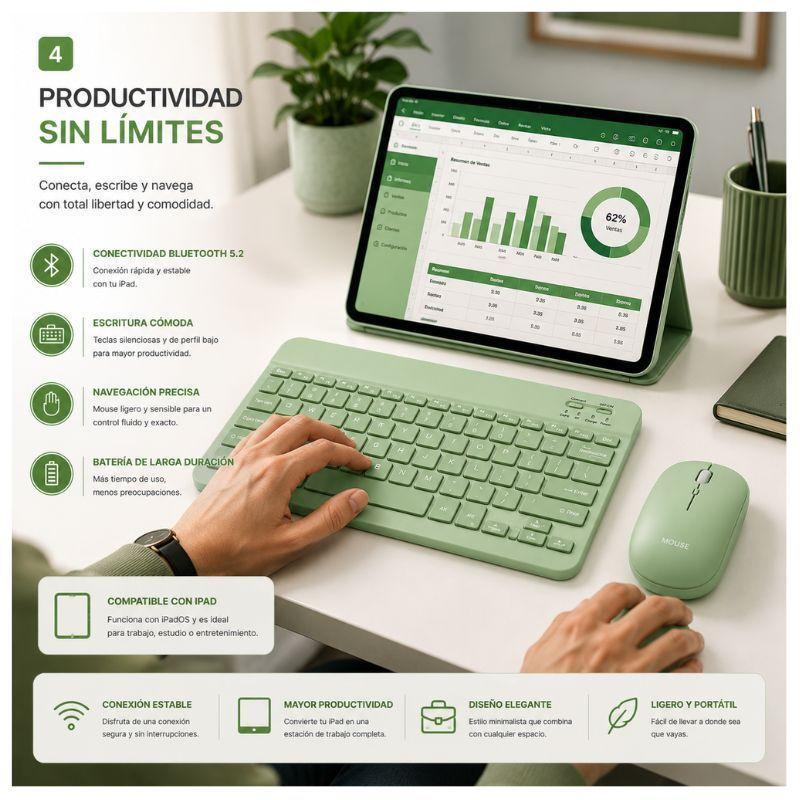 Kit Teclado Mouse compatible Tablet Android Slim Beige-4