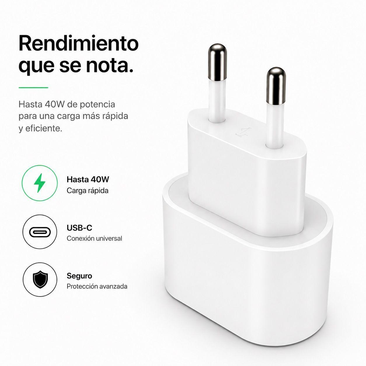 Adaptador USB C 40W Fast Charge Compatible iPhone-2
