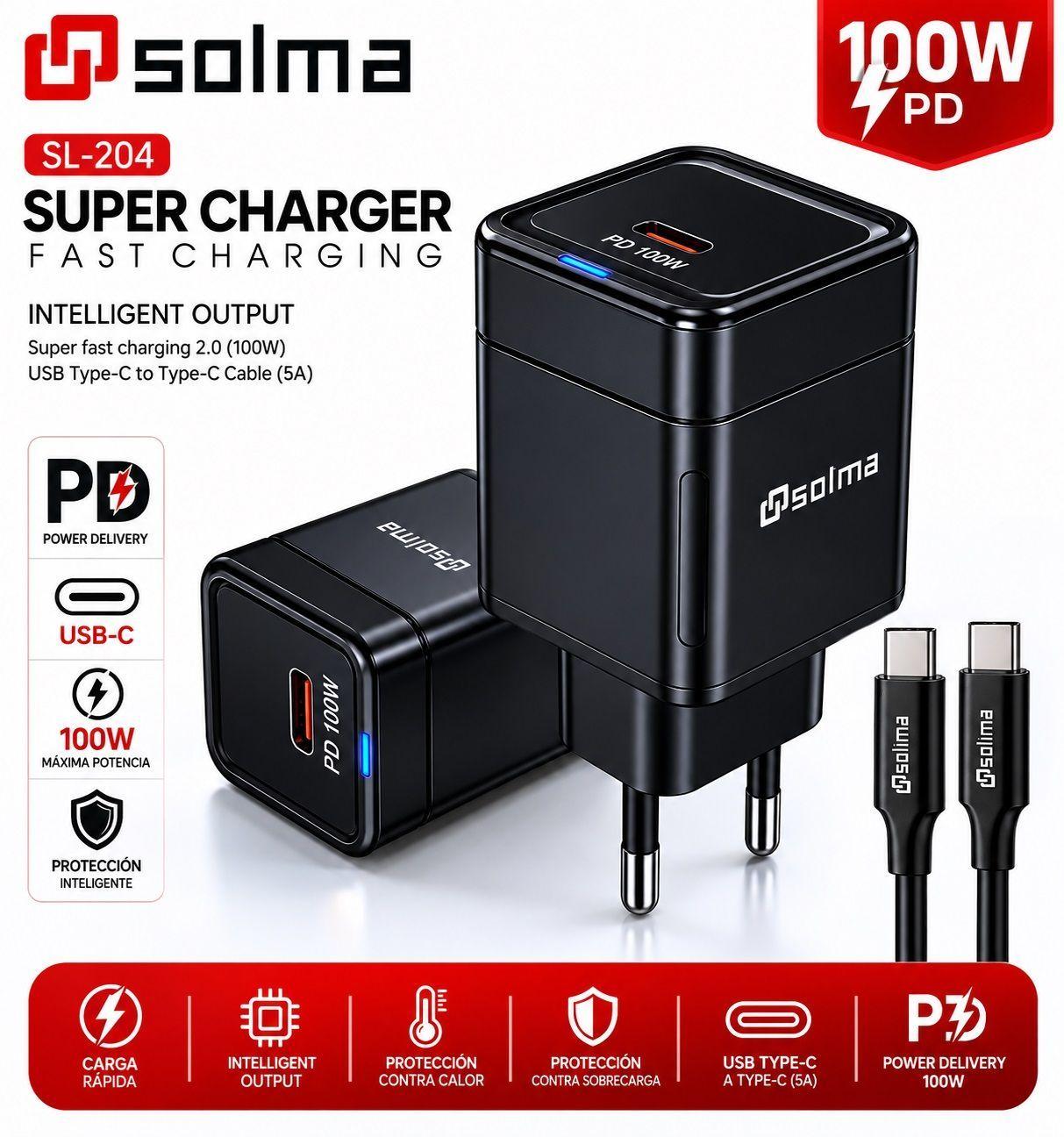 Cargador Universal Solma Pd 100w Usb c Carga R pida Iphone Android-5