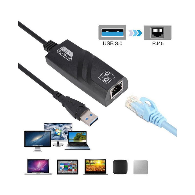 Adaptador tarjeta red USB 3.0 a Lan RJ45 Ethernet 1GB-3