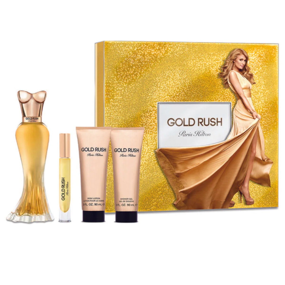  Estuche Gold Rush Paris Hilton Edp 100Ml+90Ml B/L+90Ml S/G Mujer .-0
