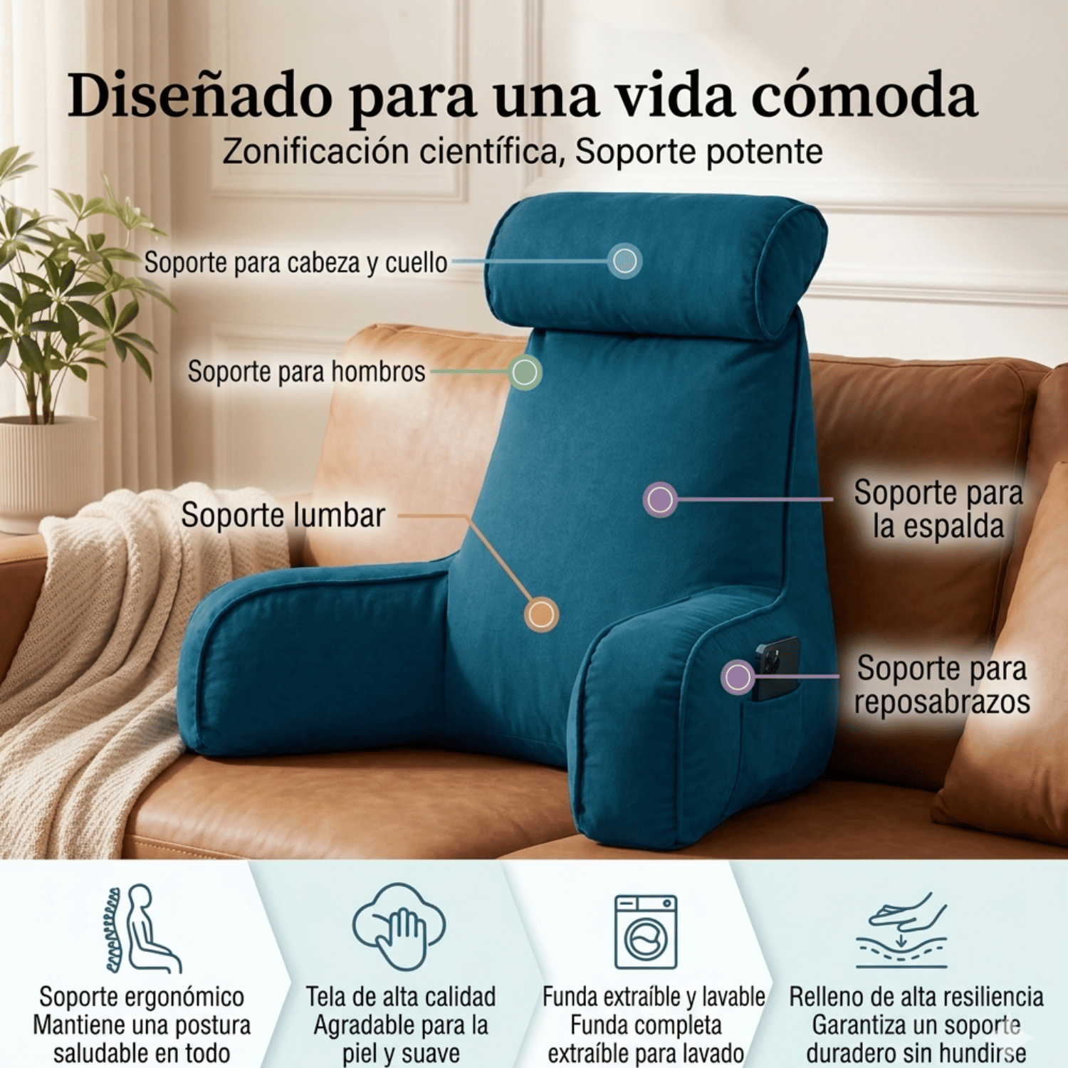 Cojin Memory Foam Reposaespalda Para Leer O Descansar-3